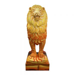 El león como símbolo pintado. Vista frontal.