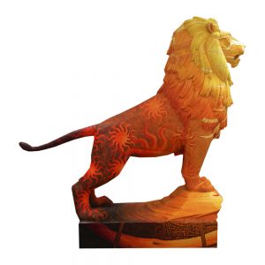 El león como símbolo pintado. Vista derecha.
