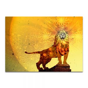 El león como símbolo pintado. Boceto preparatorio.